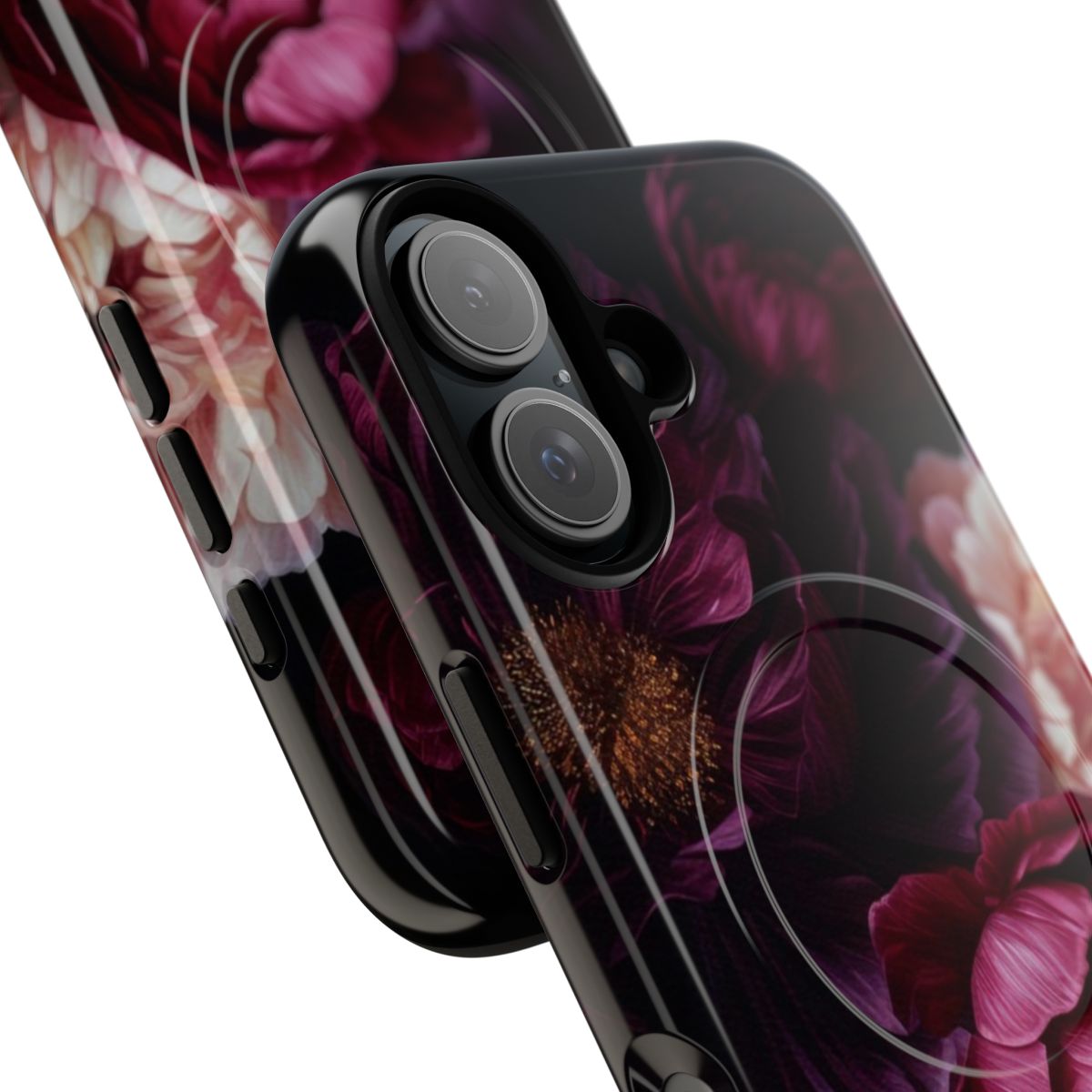 Vintage-inspired moody floral botanical phone case with a baroque, mysterious design. - Detail