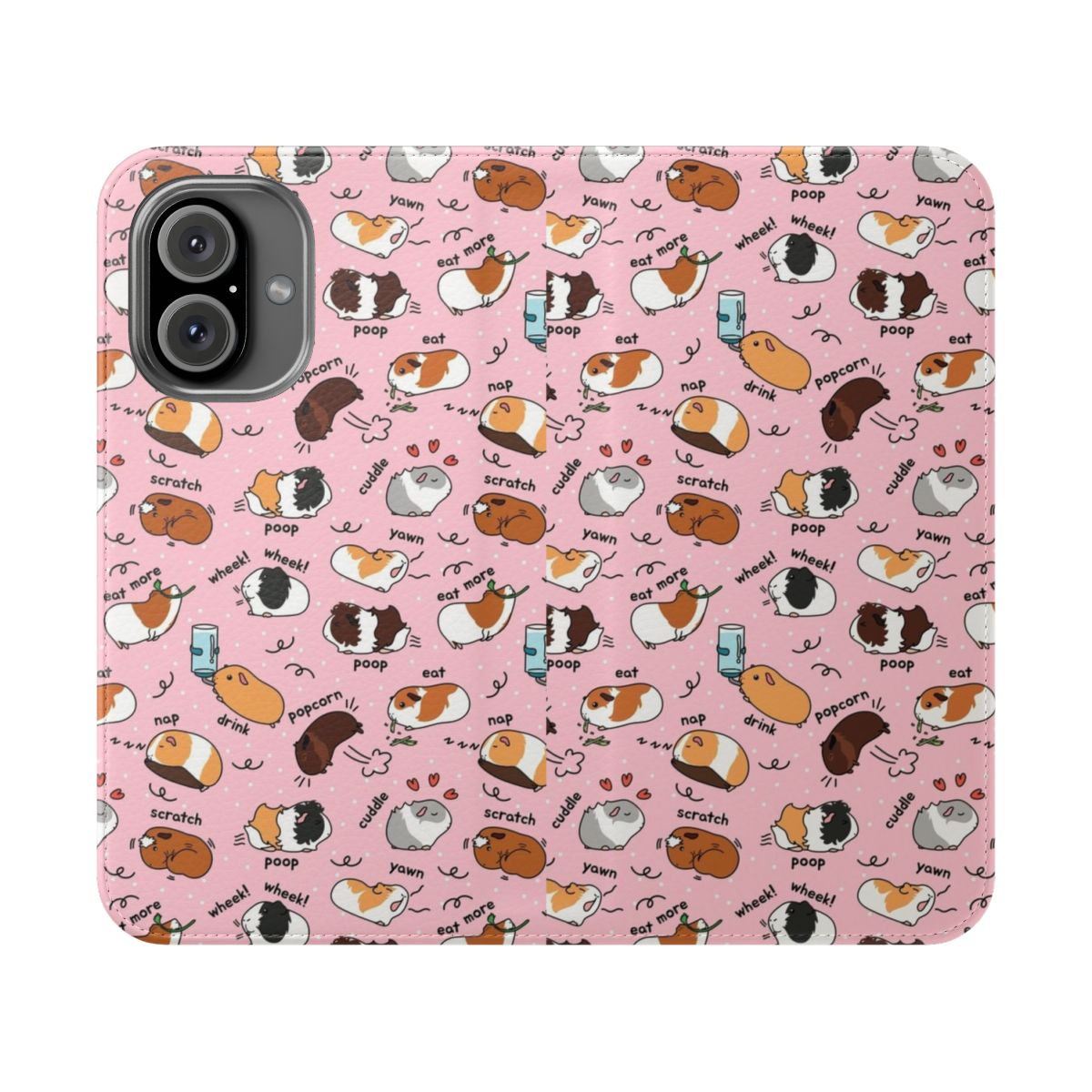 Adorable pink background phone case with a guinea pig daily to-do list design