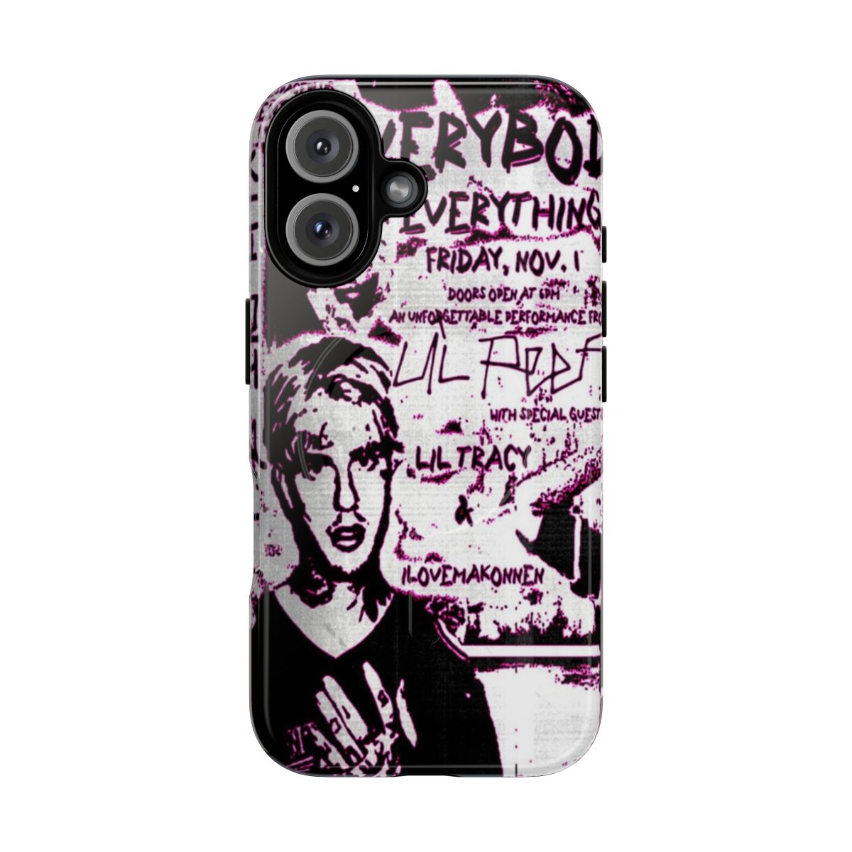 Punk-inspired Lil Peep magnetic phone case with poster design