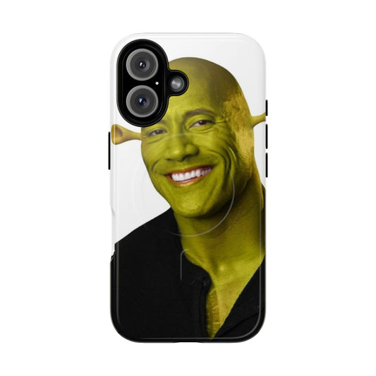 Shrek-inspired magnetic tough phone case with Dwayne "The Rock" Johnson design