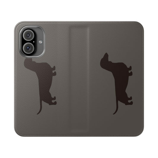 Smooth Coated Dachshund Silhouette Phone Case with Stylish Flip Cover