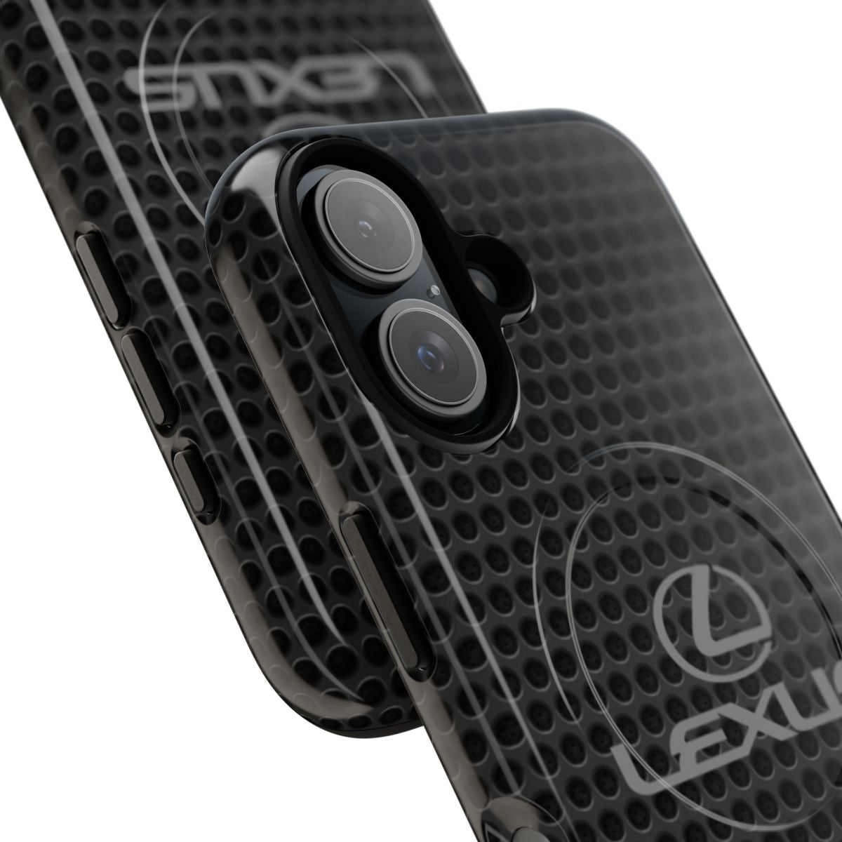 Silver Carbon Fiber Magnetic Tough Phone Case for Lexus Devices - Detail