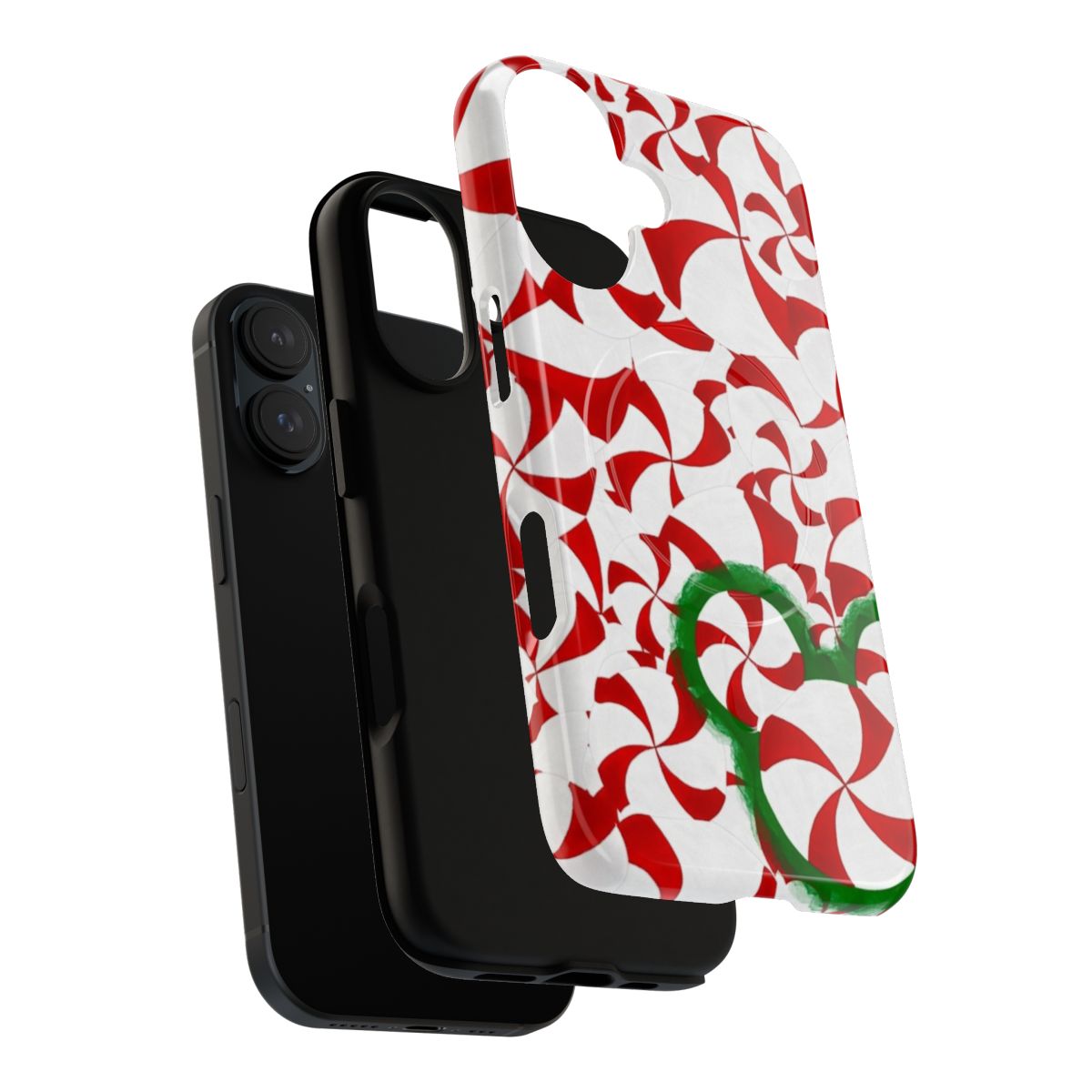 Peppermint Christmas themed magnetic tough phone case - Layers