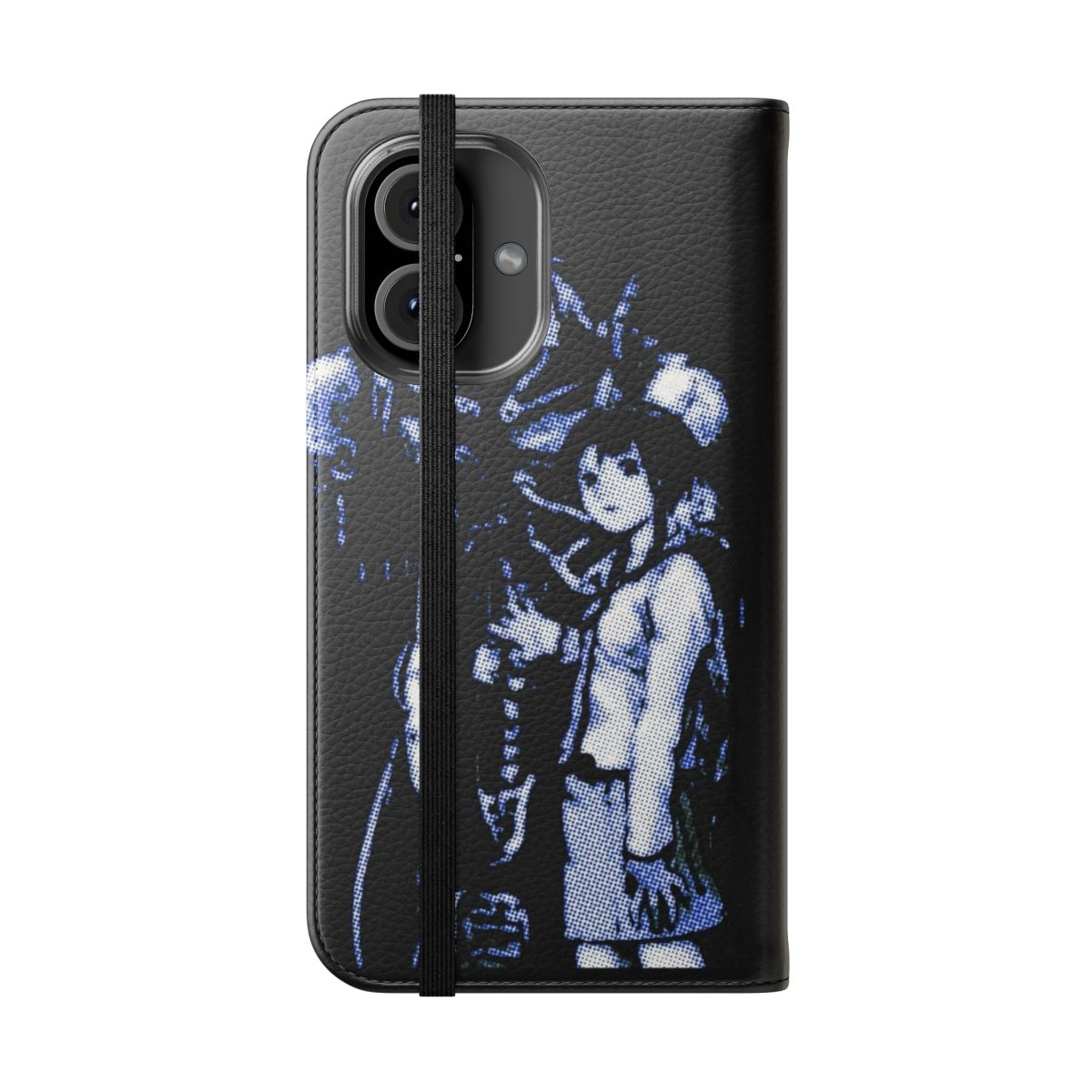 Cyberpunk-style phone case cover featuring the anime character Lain from Serial Experiments Lain - Folded Front