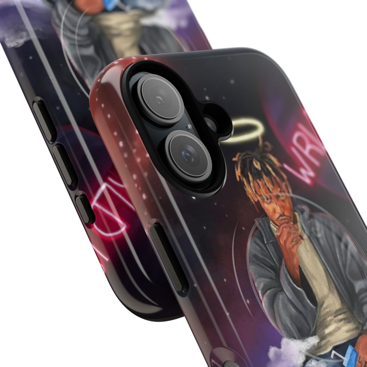 Tribute phone case with lyrical music, world map, and Juice WRLD 999 design - Detail