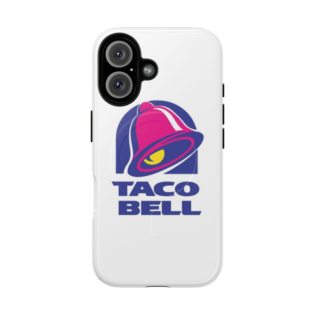 Magnetic tough phone case with taco bell design