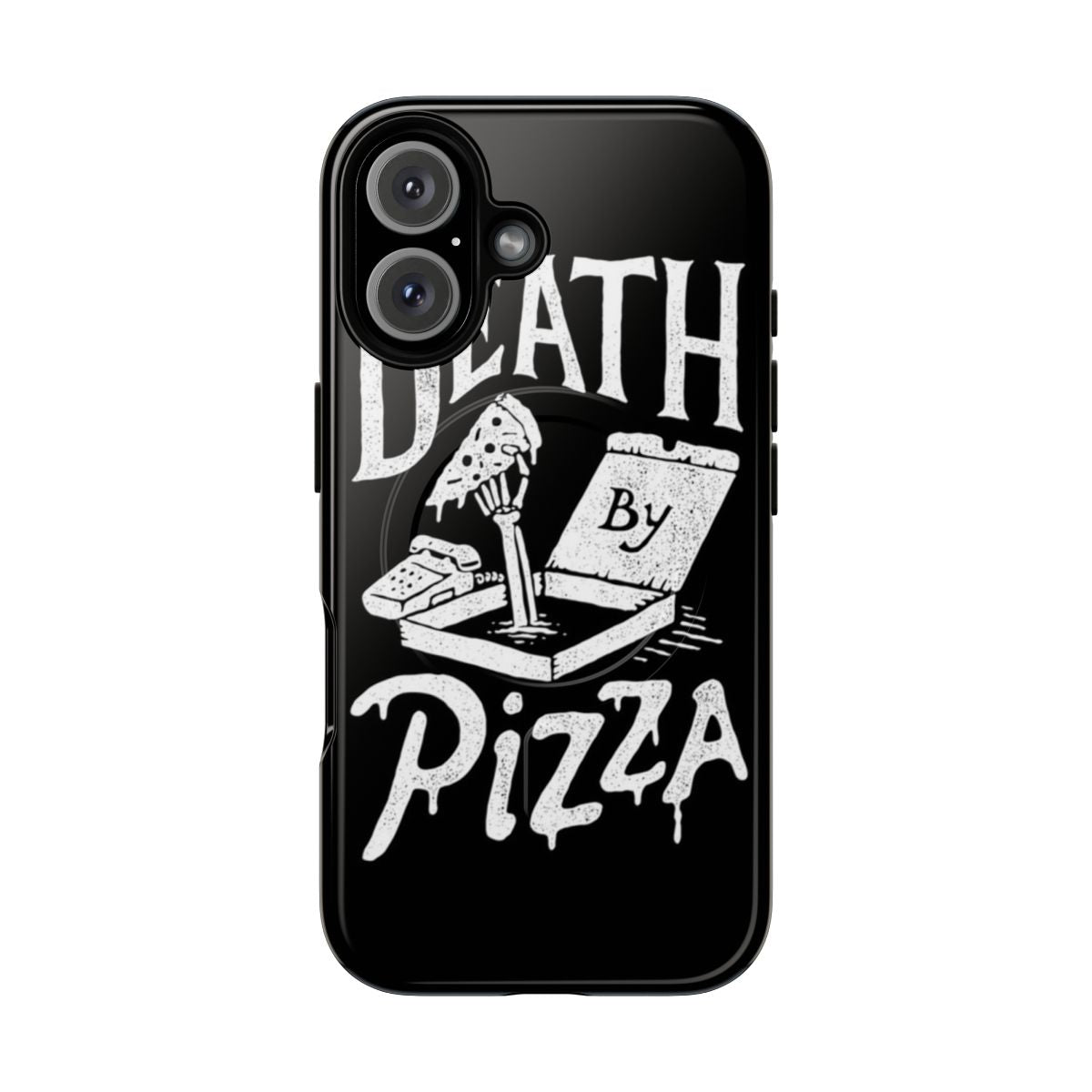 Magnetic tough phone case with bold pizza and typography design