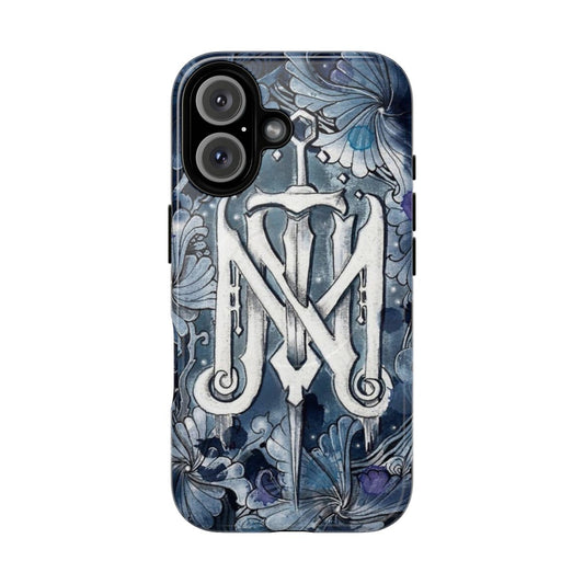 Floral monogram fantasy phone case with blue accents for critical role fans