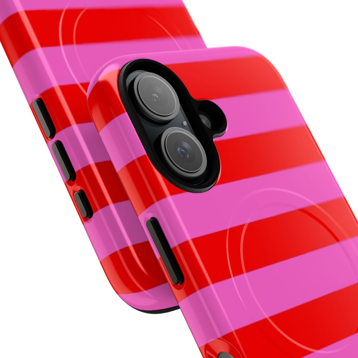 Pink and red phone cases with a geometric, minimalist design - Detail