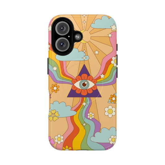 Retro boho rainbow print magnetic tough phone cases