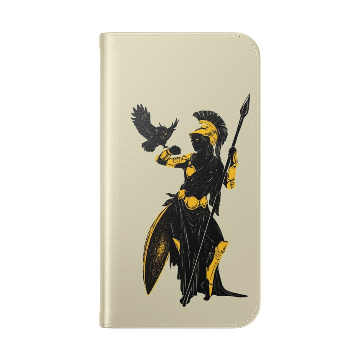 Athena Silhouette Minimalist Phone Case with Owl Design - Folded Back