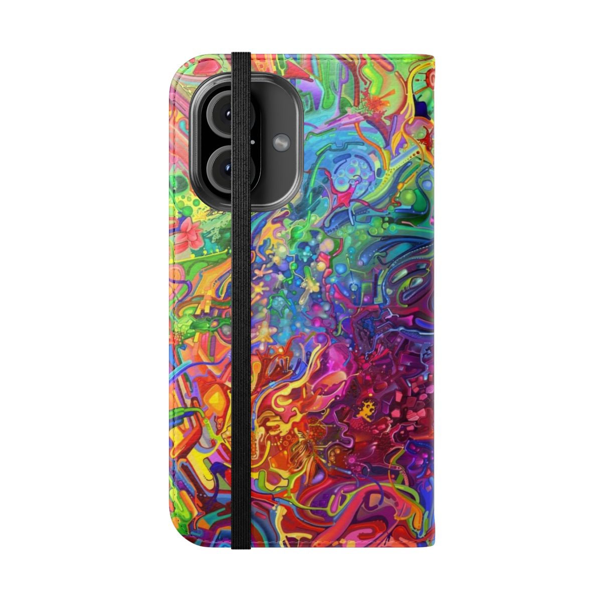 Vibrant and colorful digital art and abstract painting design on a flip cover phone case - Folded Front