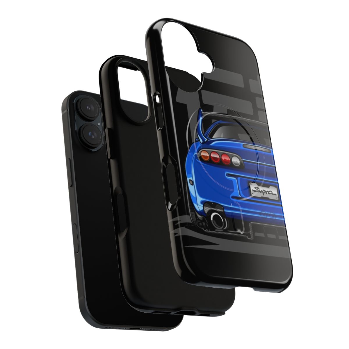 Midnight blue phone case with tough magnetic design inspired by the Toyota Supra MK4 sports car - Layers