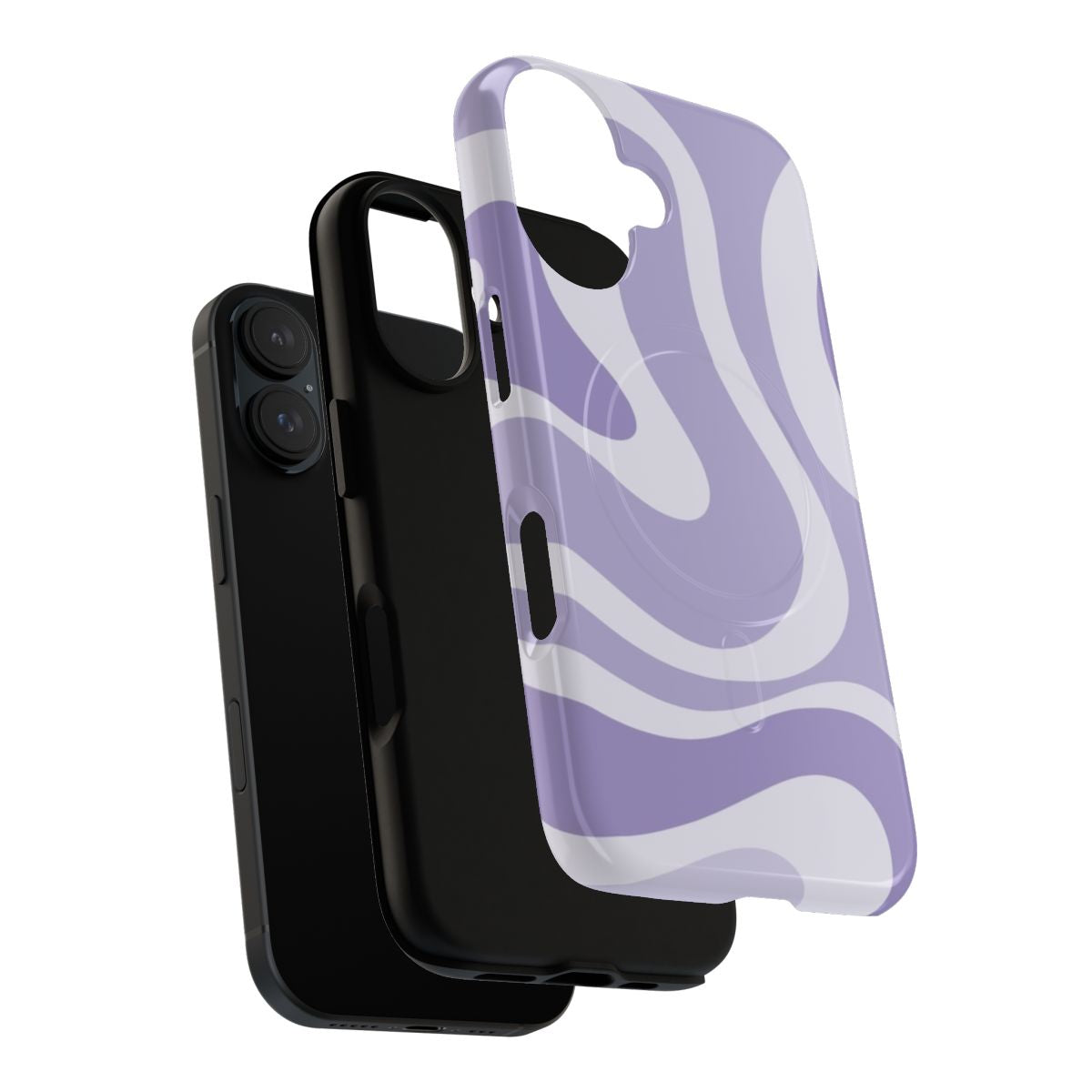 Retro-inspired abstract pattern in muted lavender and light purple colors on a magnetic tough phone case - Layers