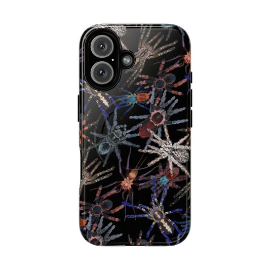 Magnetic phone case with an artistic spider or arachnid design