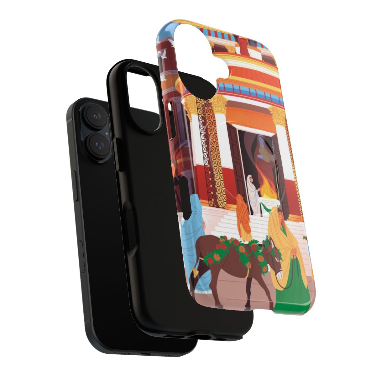 Magnetic phone case featuring ancient Roman mythology and temple designs - Layers