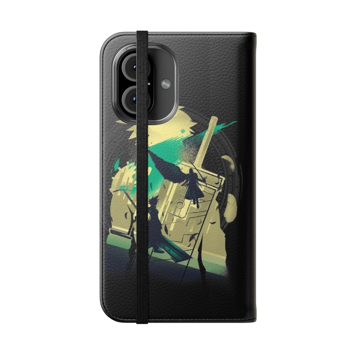 Stylized Final Fantasy 7 phone case featuring character designs - Folded Front