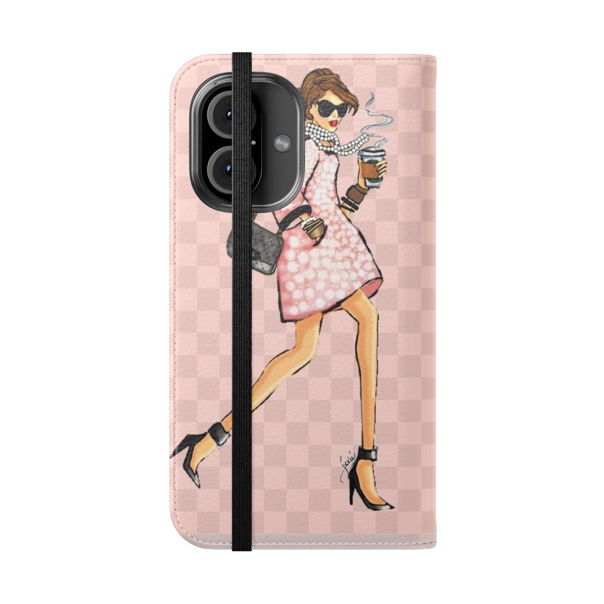 Flip cover phone case with a stylish, designer-inspired design - Folded Front