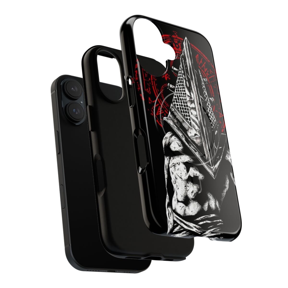 Magnetic tough phone case with a red pyramid design, inspired by the Silent Hill video game franchise. - Layers