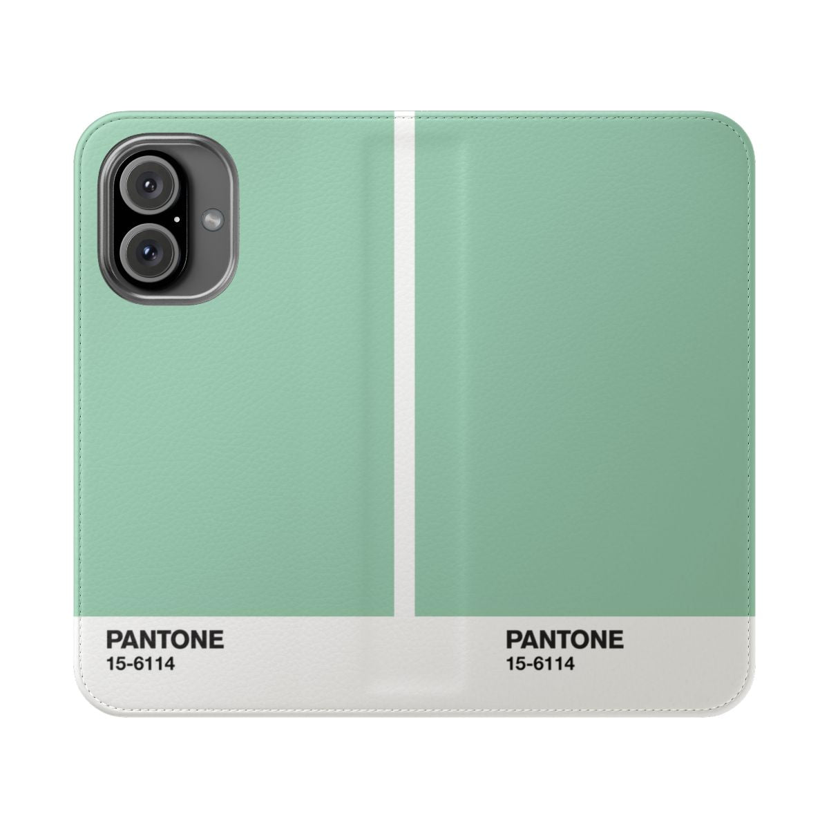 Minimalist color block phone case in shades of blue and green grey