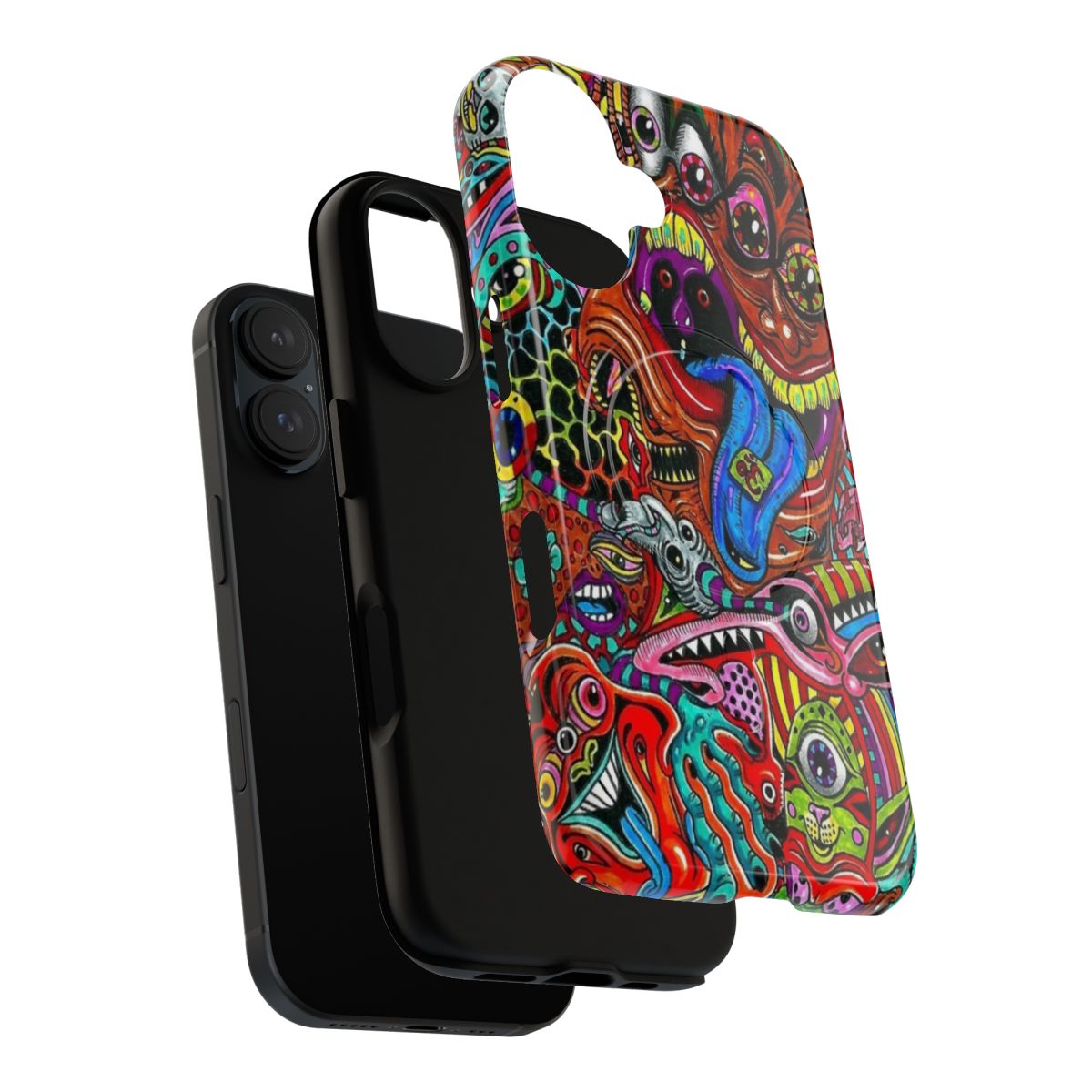 Trippy cartoon phone case with colorful psychedelic abstract art design - Layers