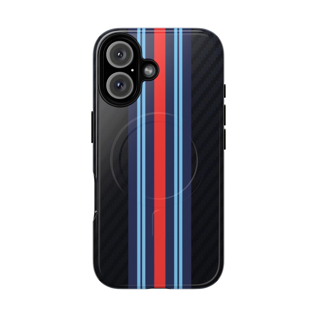 Retro-inspired Martini racing stripe magnetic tough phone case for car enthusiasts