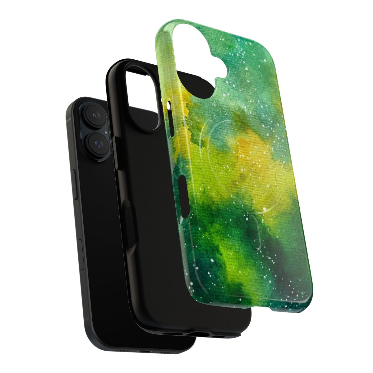 Green galaxy abstract watercolor painting phone case - Layers