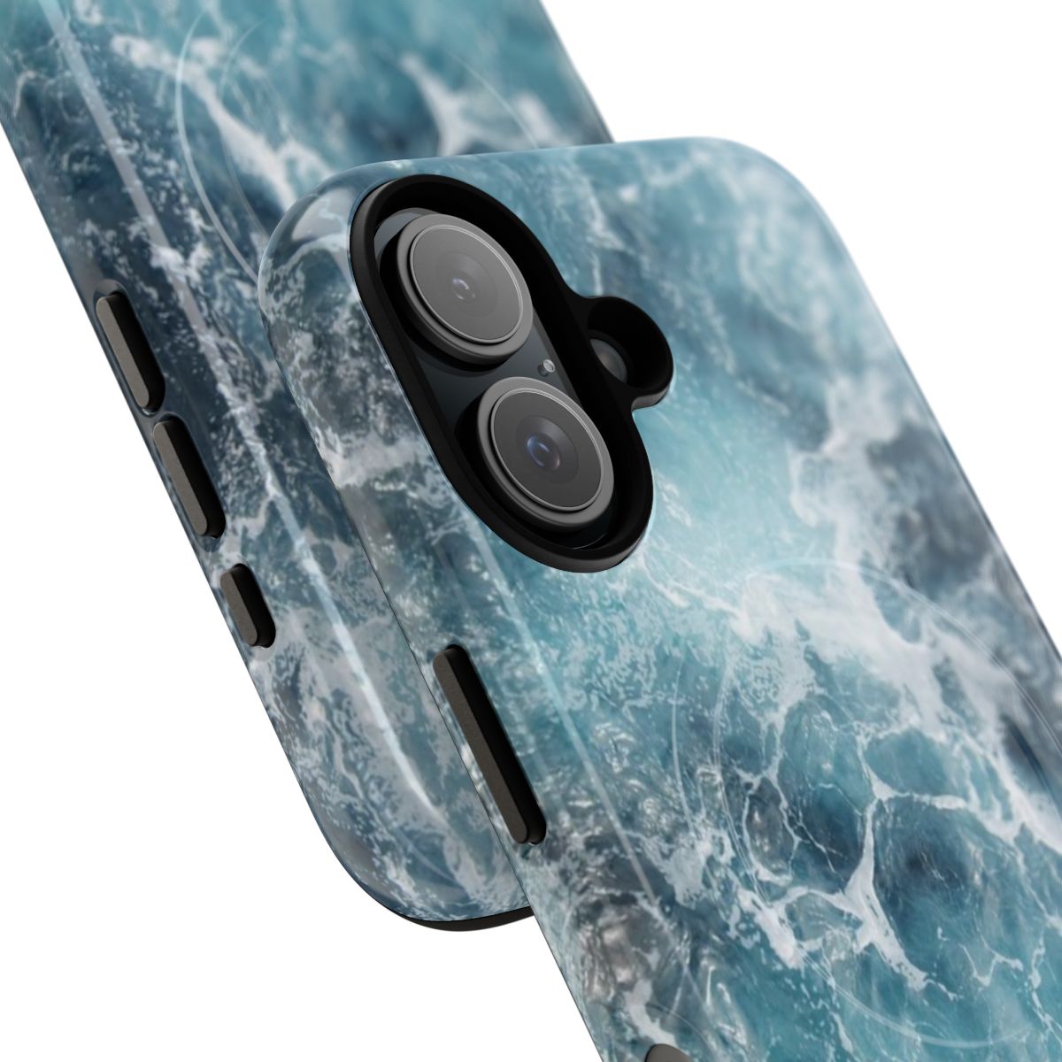 Ocean-themed phone case with magnetic closure and durable, water-resistant design - Detail