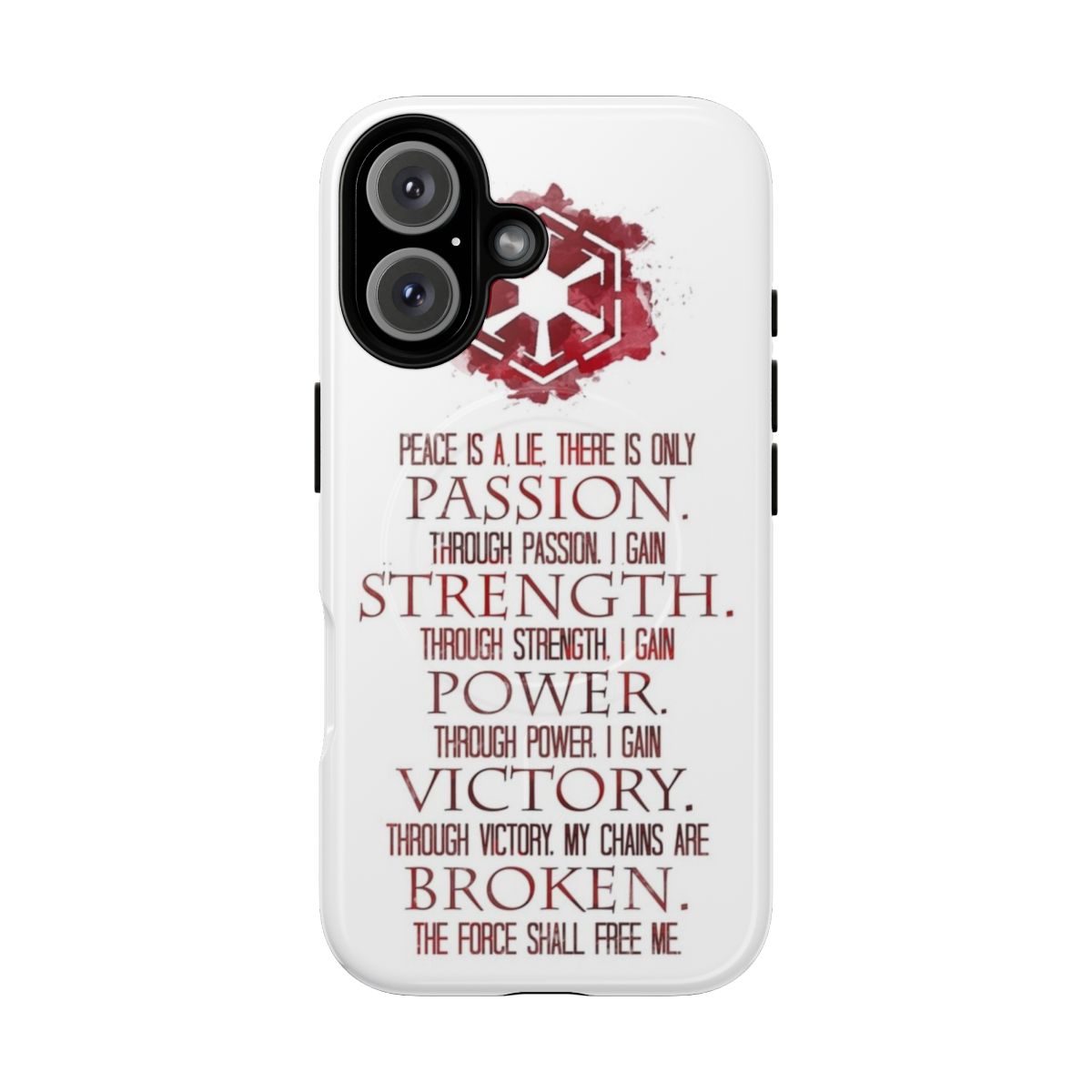 Magnetic tough phone case with Sith code and symbol design for Star Wars fans