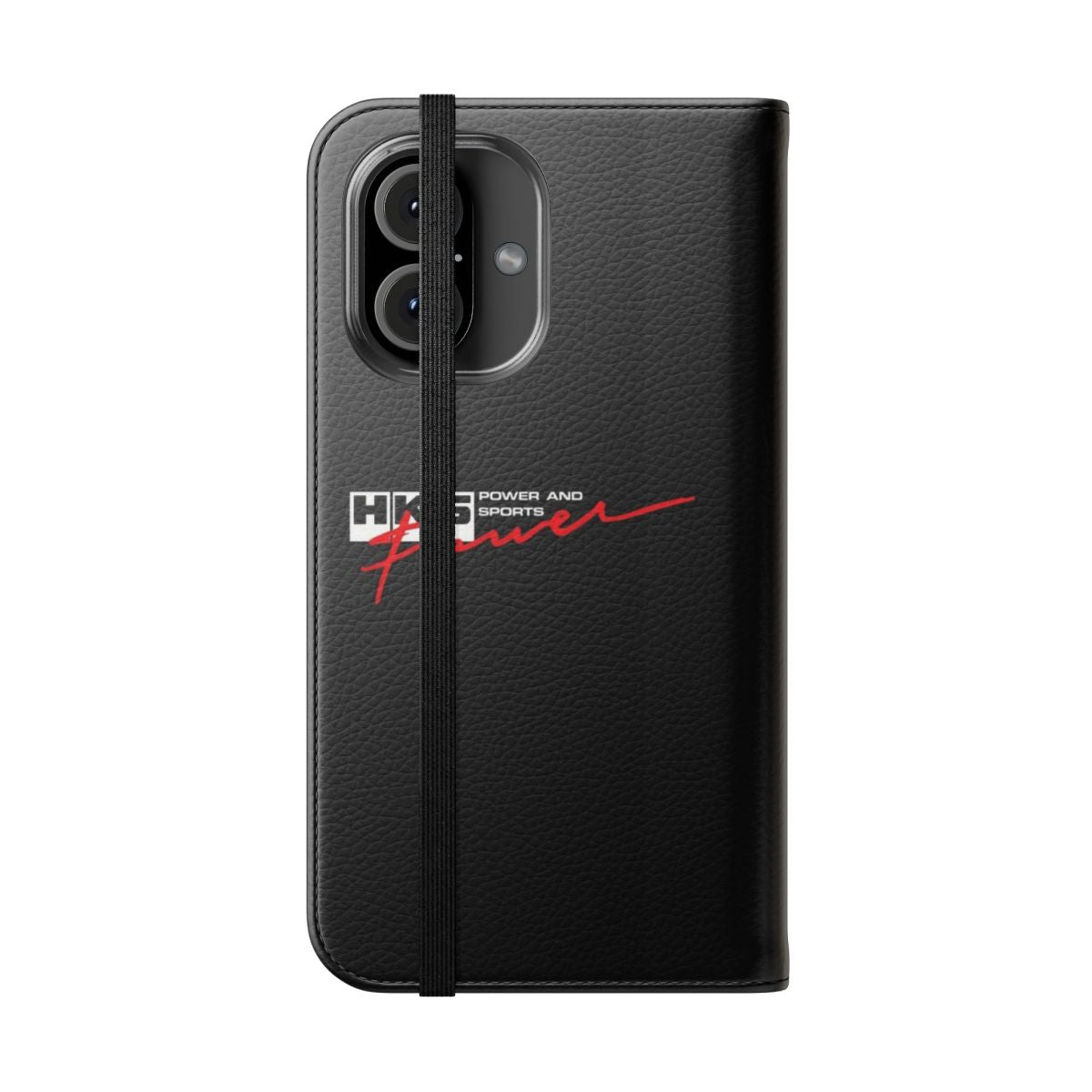 HKS-inspired flip cover phone case with a sleek, protective design - Folded Front