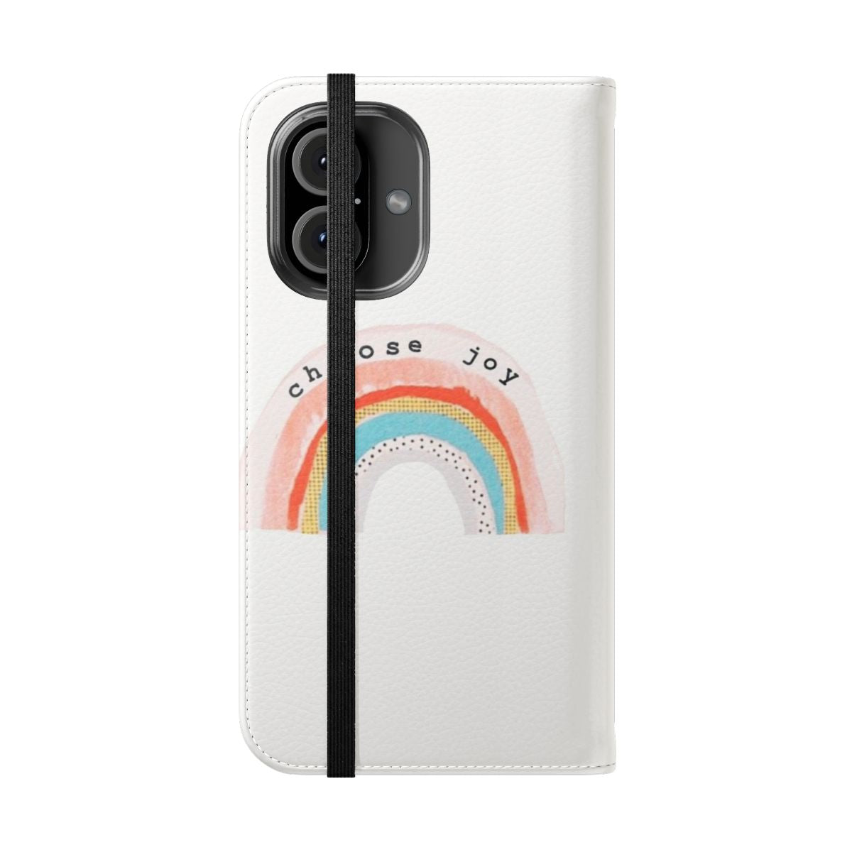 Vibrant and cheerful flip phone case with rainbow and polka dot design - Folded Front