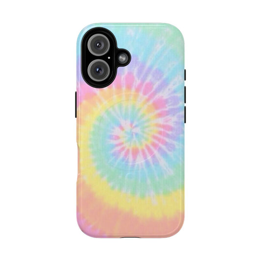 Colorful rainbow tie-dye patterned magnetic phone case