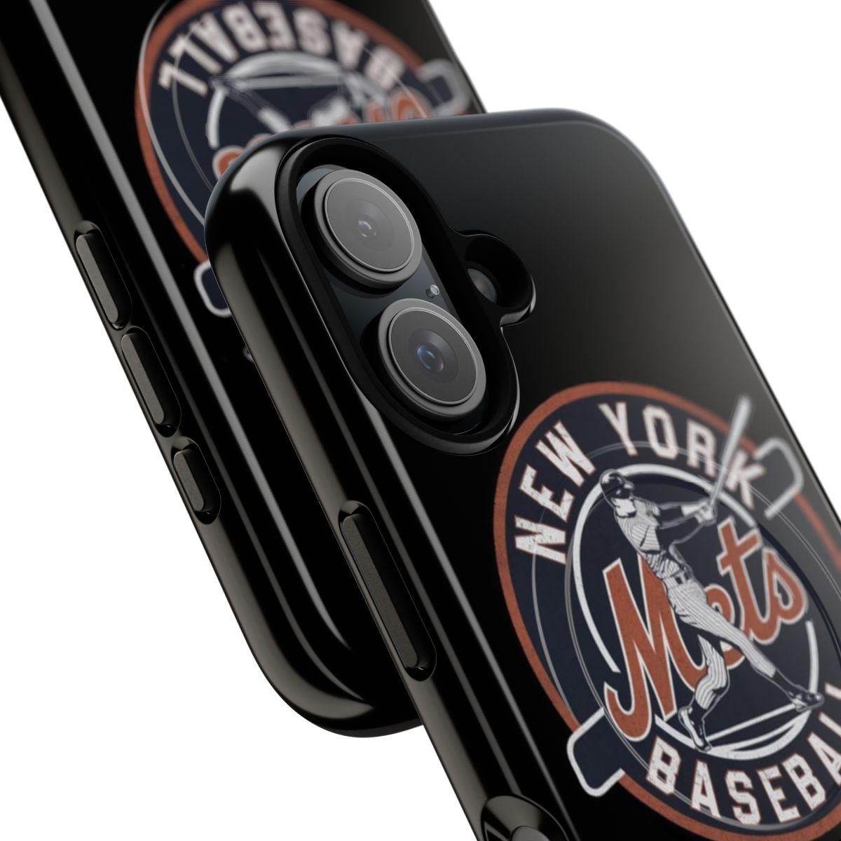 Vintage-style phone case featuring the New York Mets logo and team colors - Detail