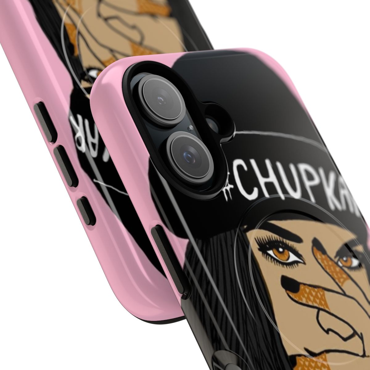 Magnetic tough phone case with a cute beanie girl design - Detail