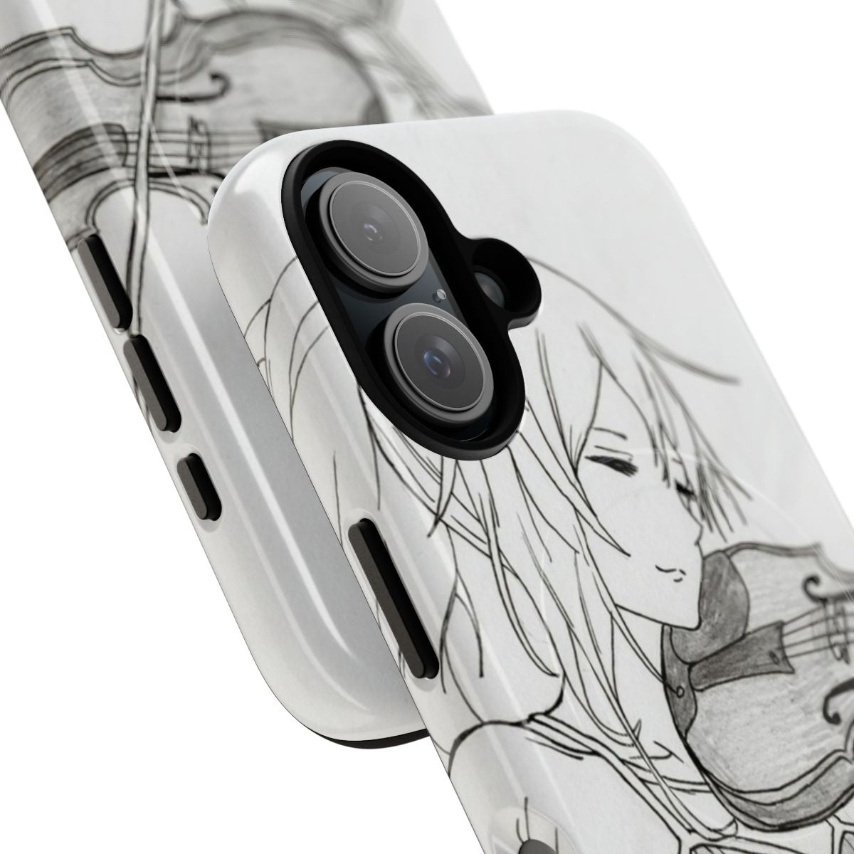 Magnetic tough phone case inspired by the anime series "Your Lie in April" featuring the character Kaori. - Detail