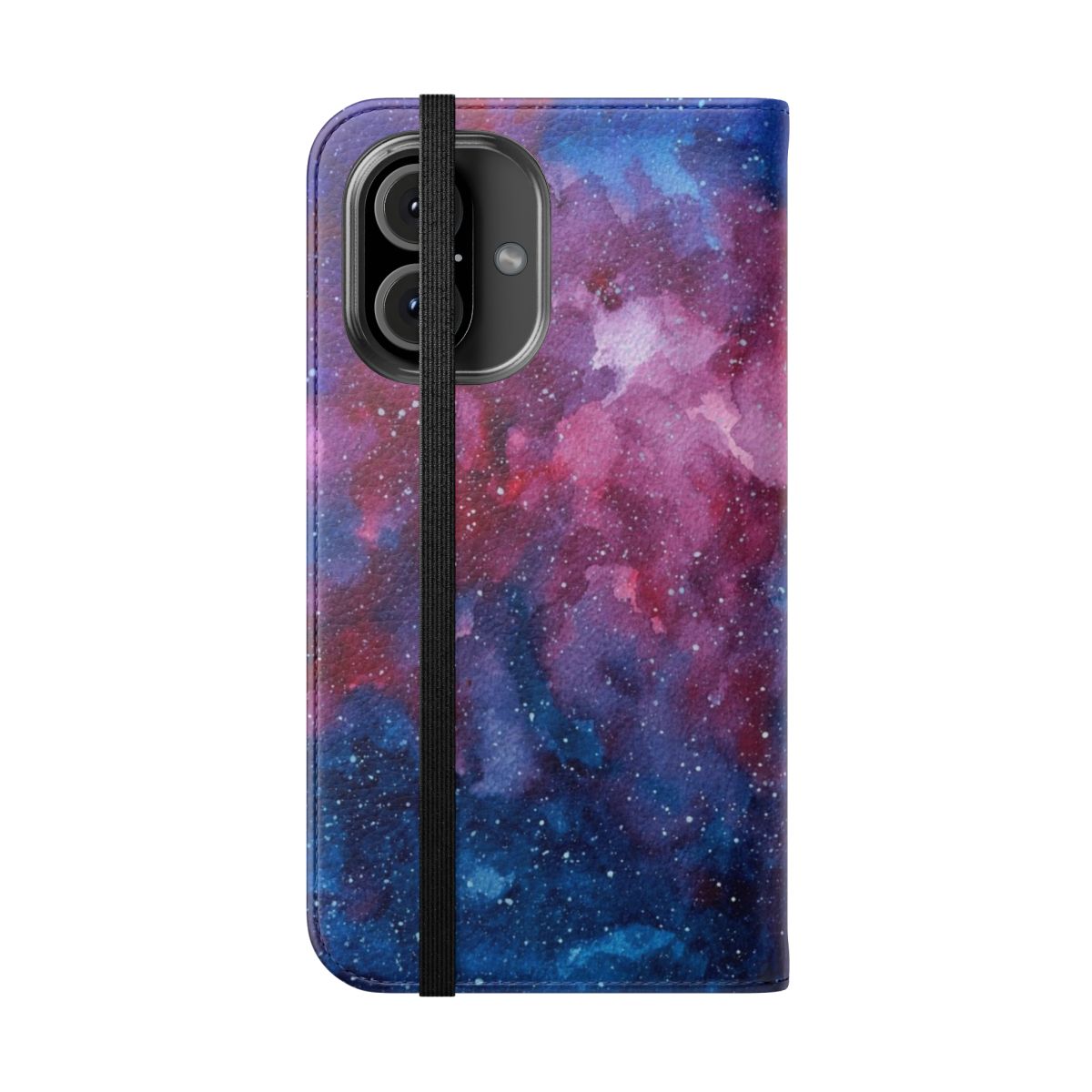 A vibrant and imaginative galaxy-inspired flip cover phone case - Folded Front