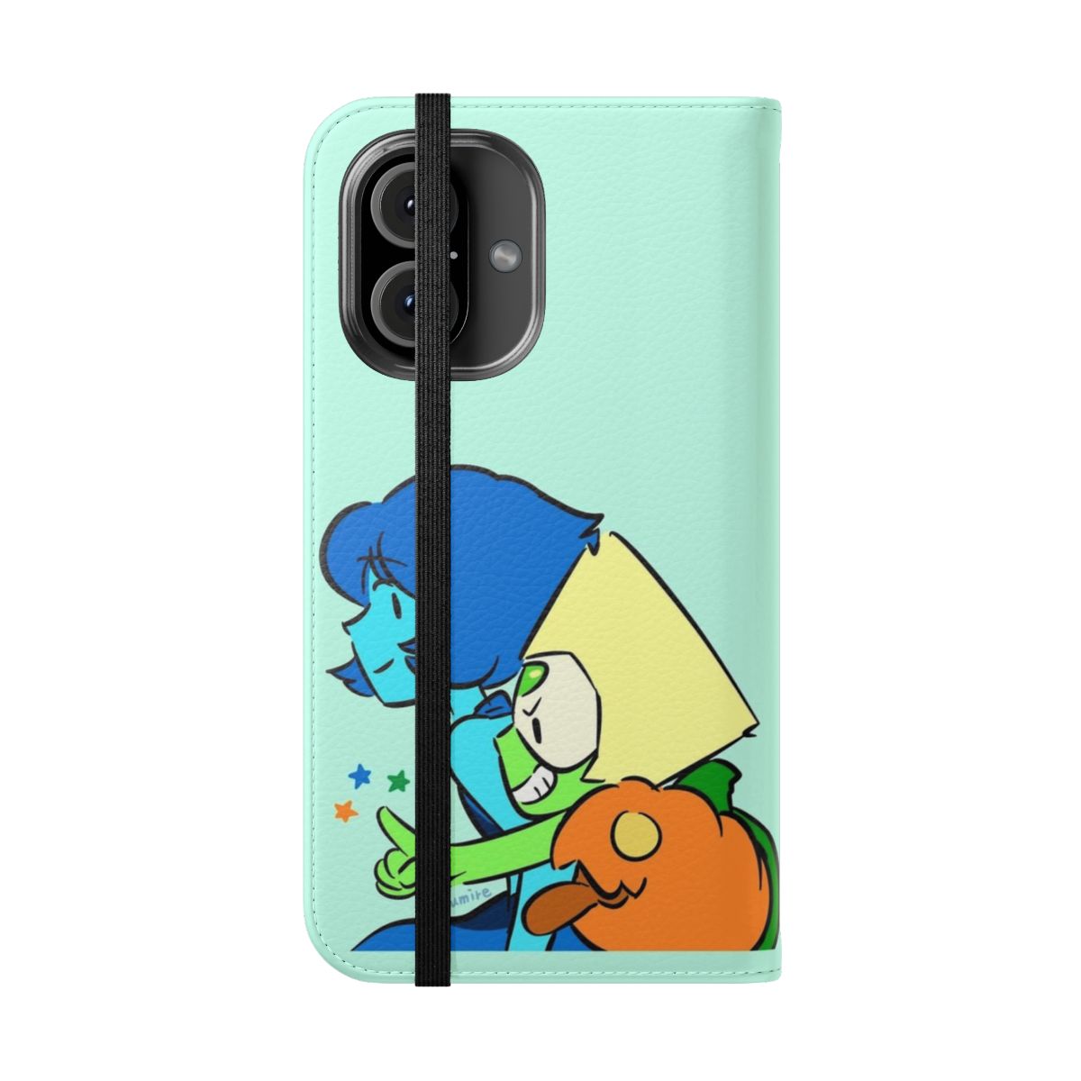 Colorful flip phone case with Steven Universe characters Lapis and Peridot - Folded Front