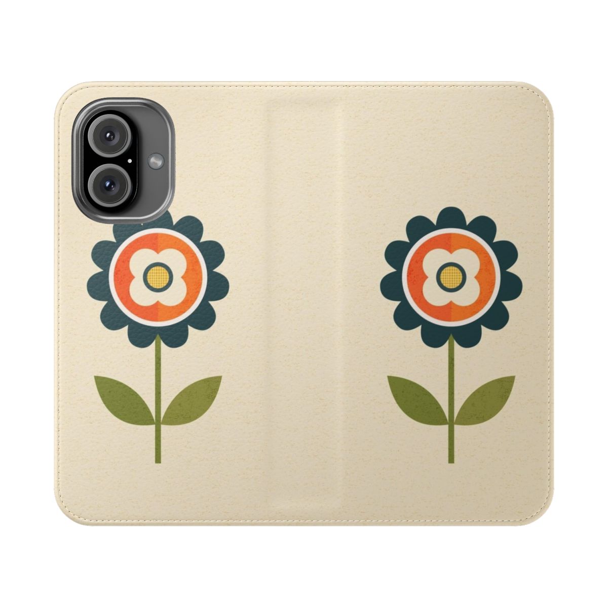 Retro Daisy Orange and Cream Flip Cover Phone Case