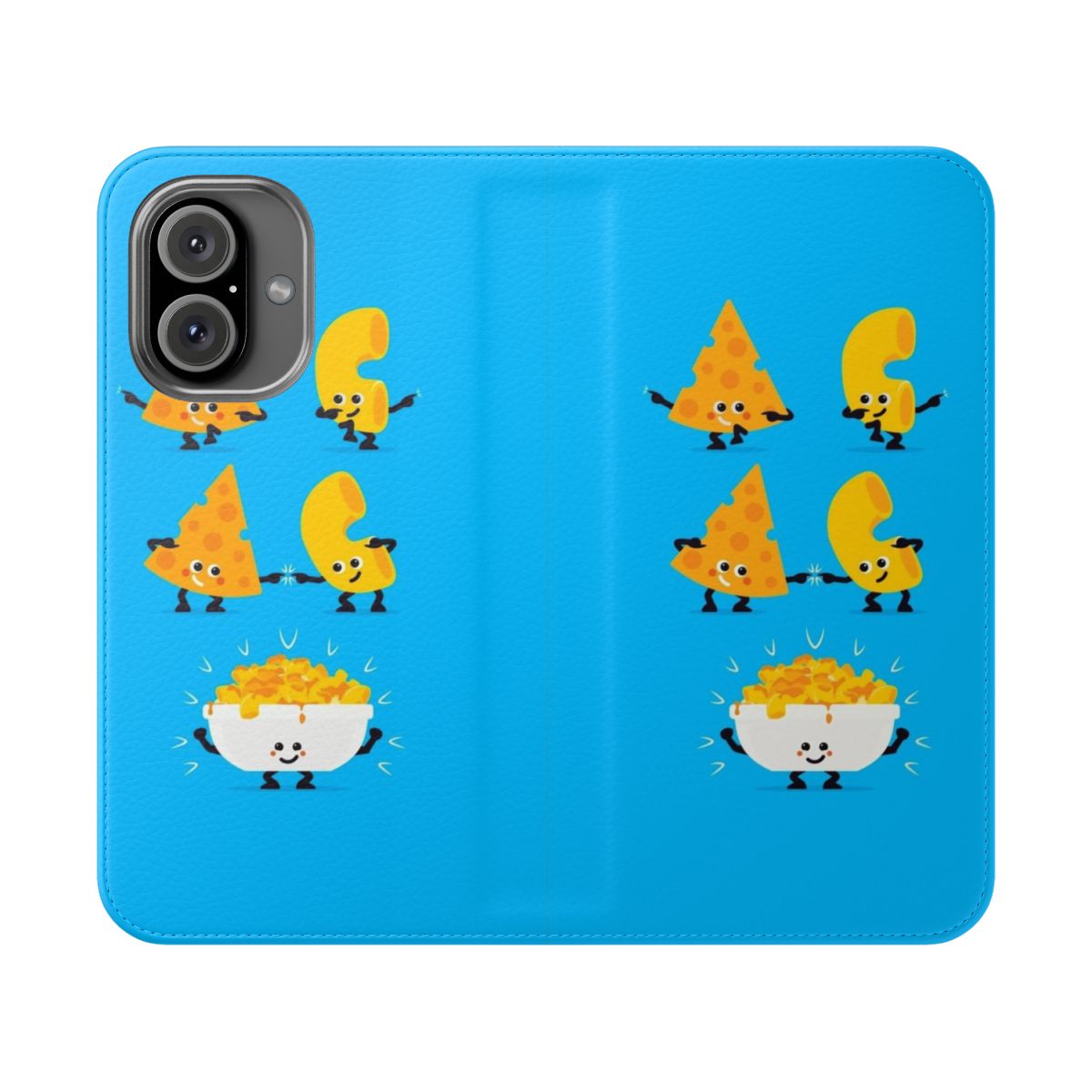 A vibrant and creative phone case featuring a fusion of macaroni and cheese design.