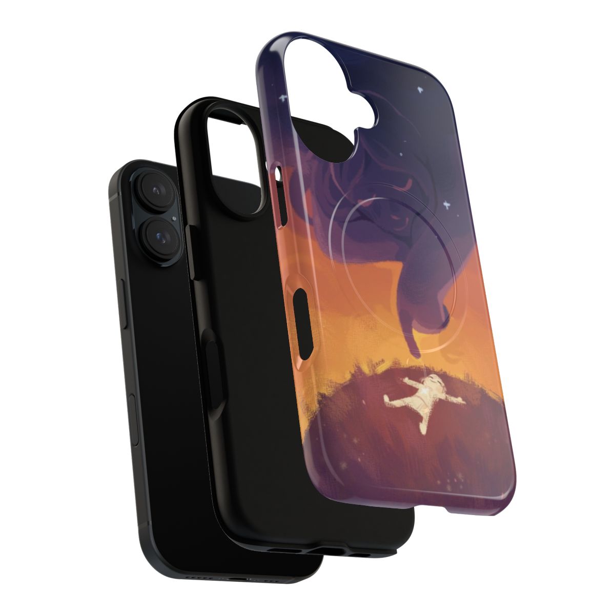 Dreamy Magnetic Tough Phone Case with Sunset, Purple, and Orange Clouds Design - Layers