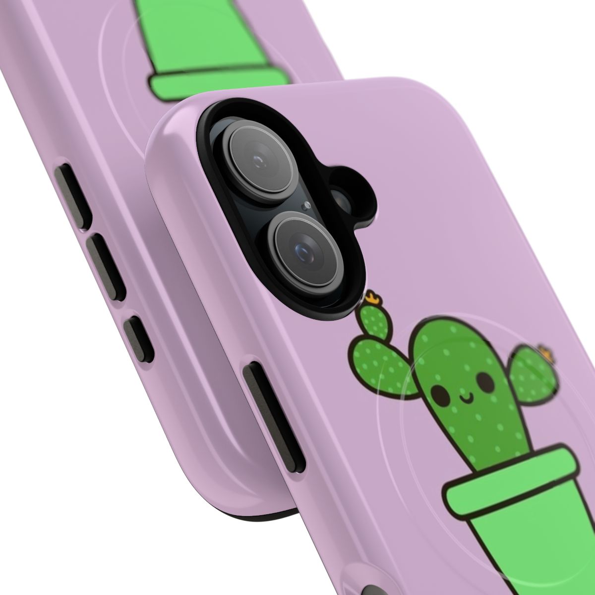 Cute cactus in green pot on a durable, magnetic phone case - Detail