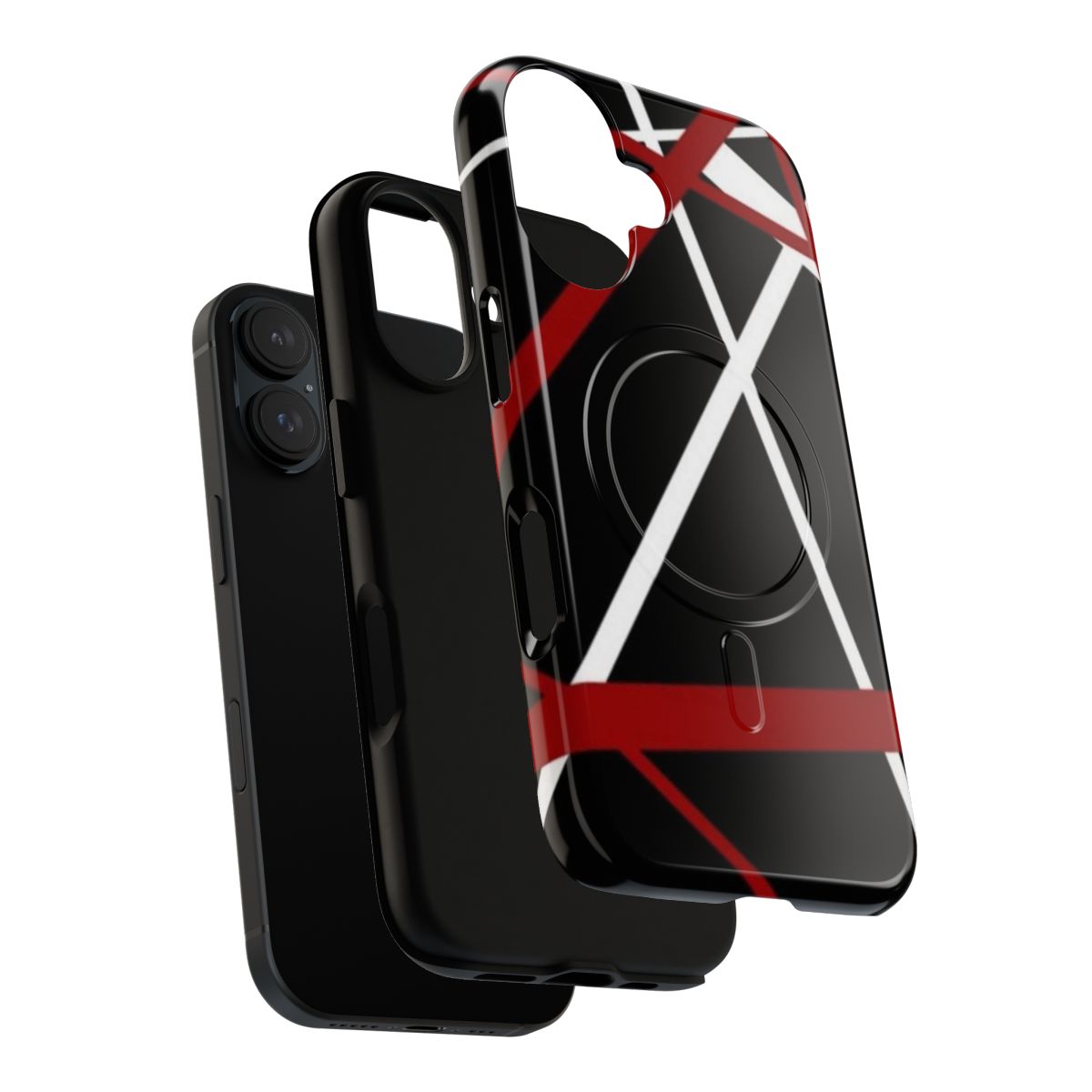 Black phone case with a tough, magnetic design for Van Halen enthusiasts - Layers