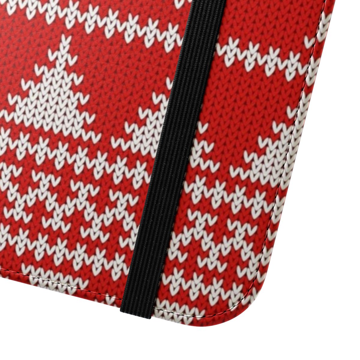 Fair Isle inspired knit pattern phone case cover in festive holiday colors - Close Up