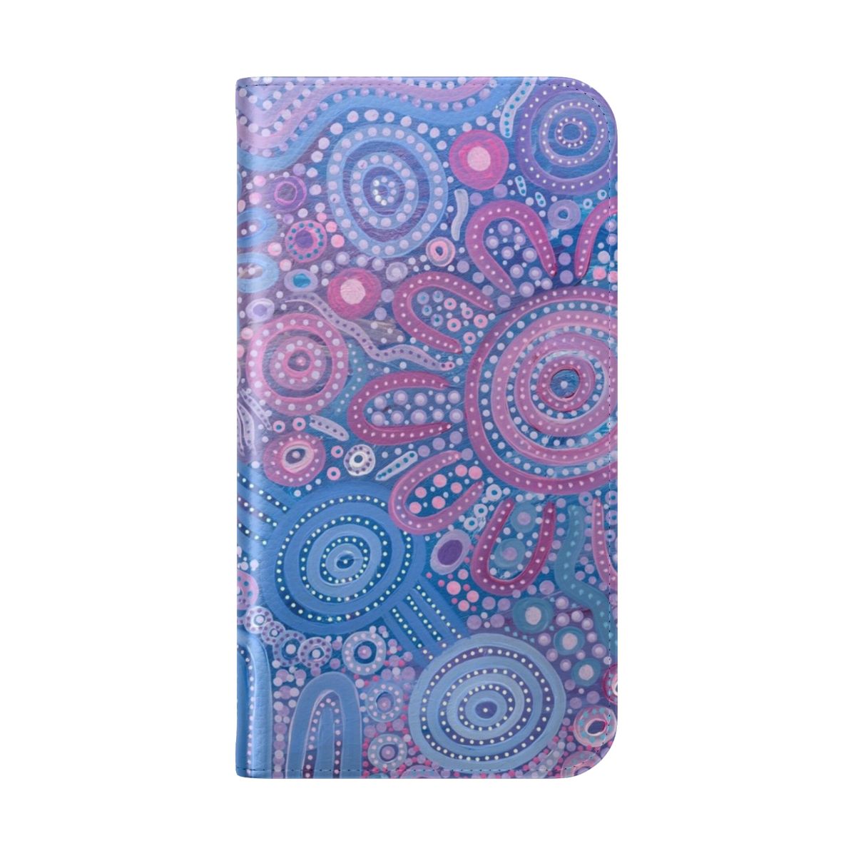 A colorful phone case featuring aboriginal art design, perfect for family events. - Folded Back