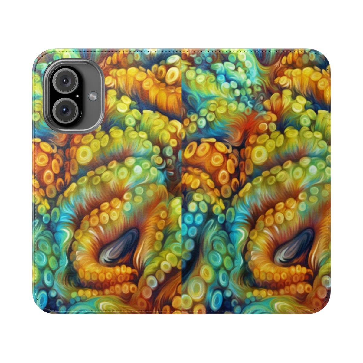 Vibrant tentacles phone case with a colorful, abstract nature-inspired design