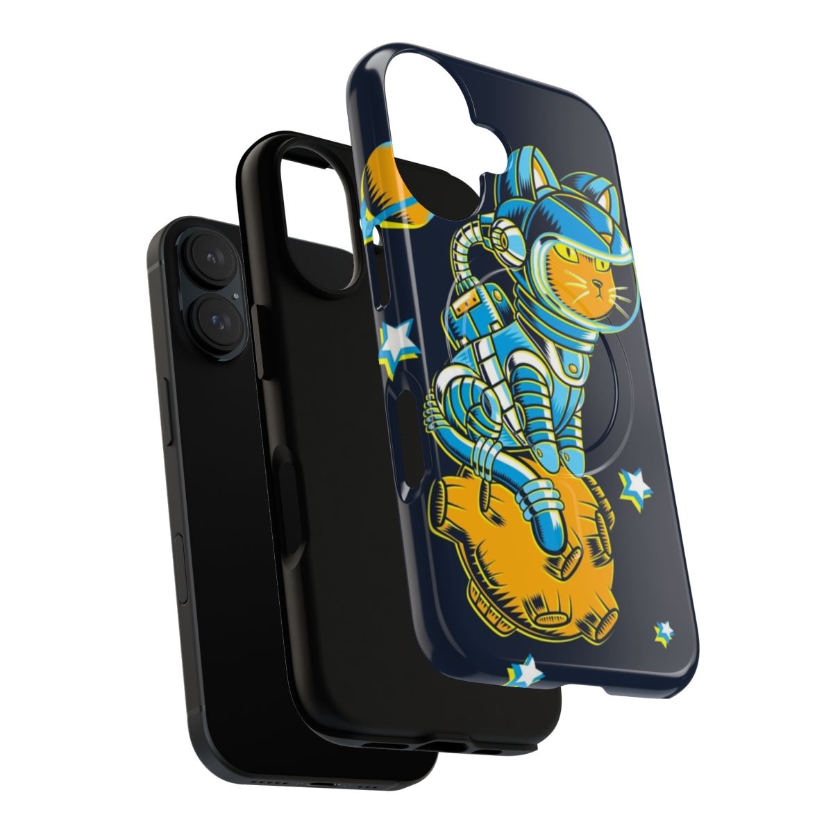 A space-themed phone case featuring a cute cat in an outer space design. - Layers