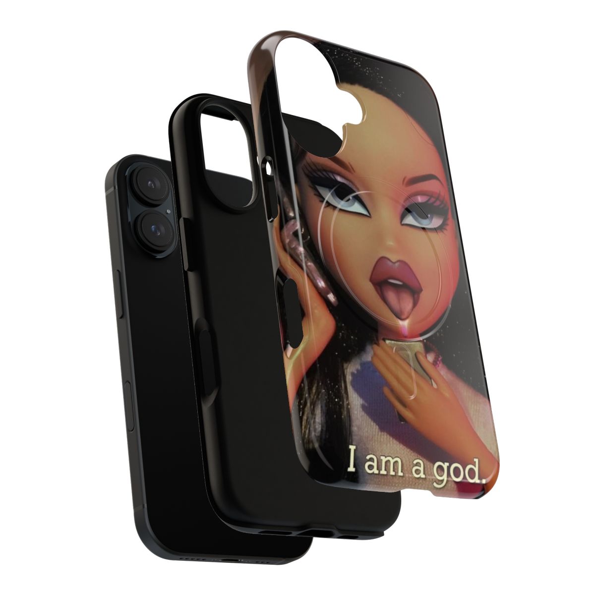 2000s style magnetic phone case with bold Bratz quote graphic - Layers