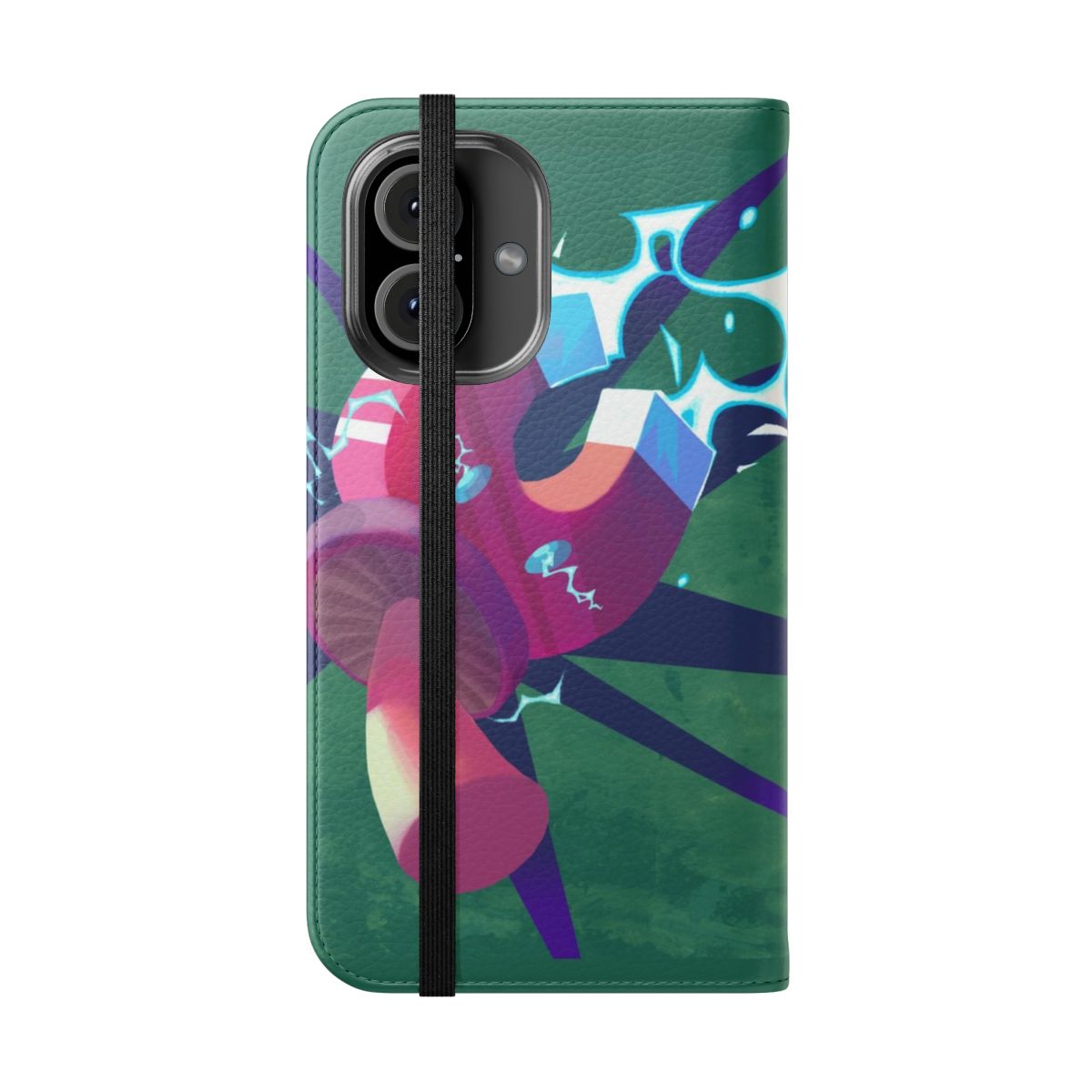 Magnetic phone case with a mushroom design inspired by the Plants vs Zombies video game series - Folded Front