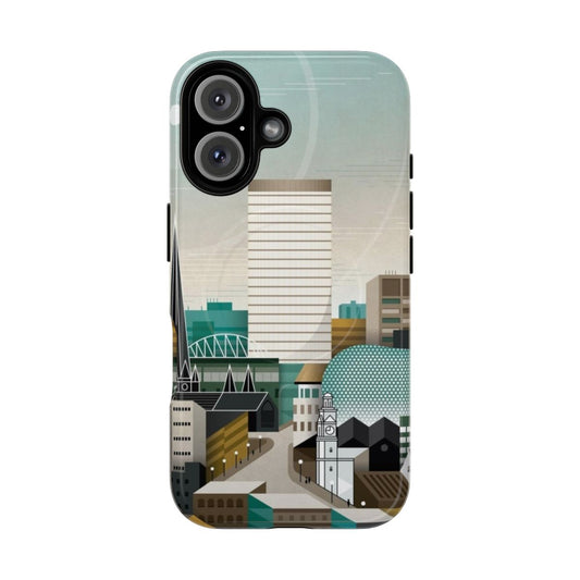 Tough phone cases with Birmingham landmarks like the BT Tower and Selfridges building.