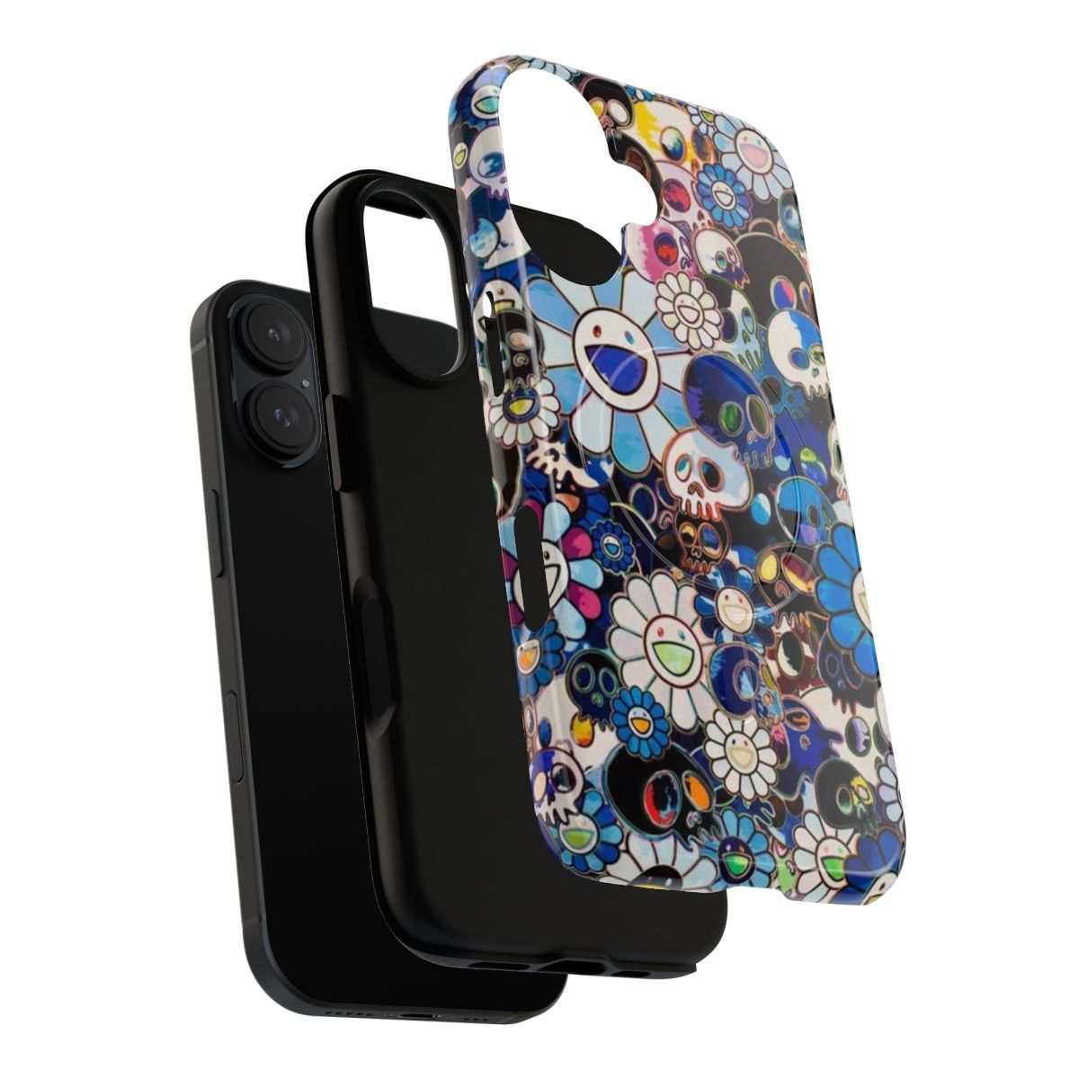 Takashi Murakami-inspired abstract floral and rainbow design phone case - Layers